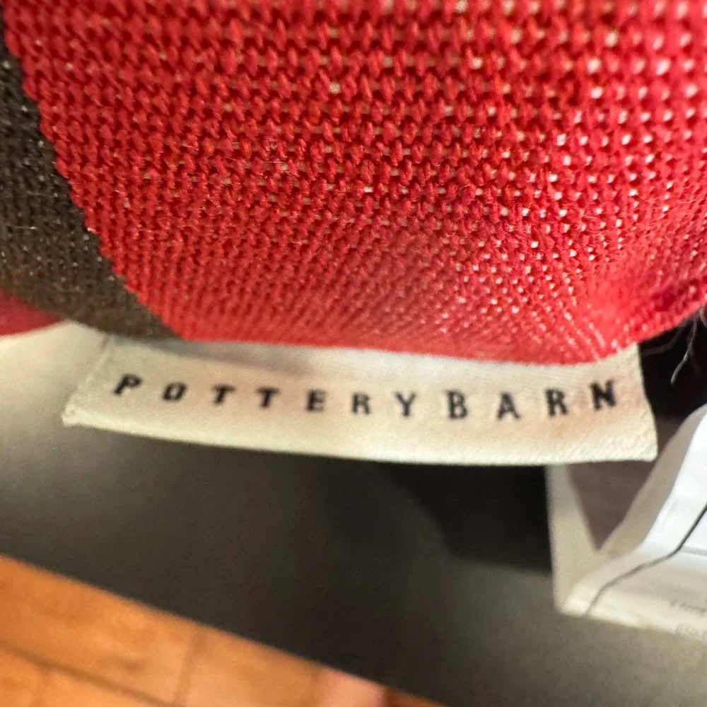 Pottery Barn Outdoor Pillow 20x20 Red Multi-Stripe Weather Resistant Accent